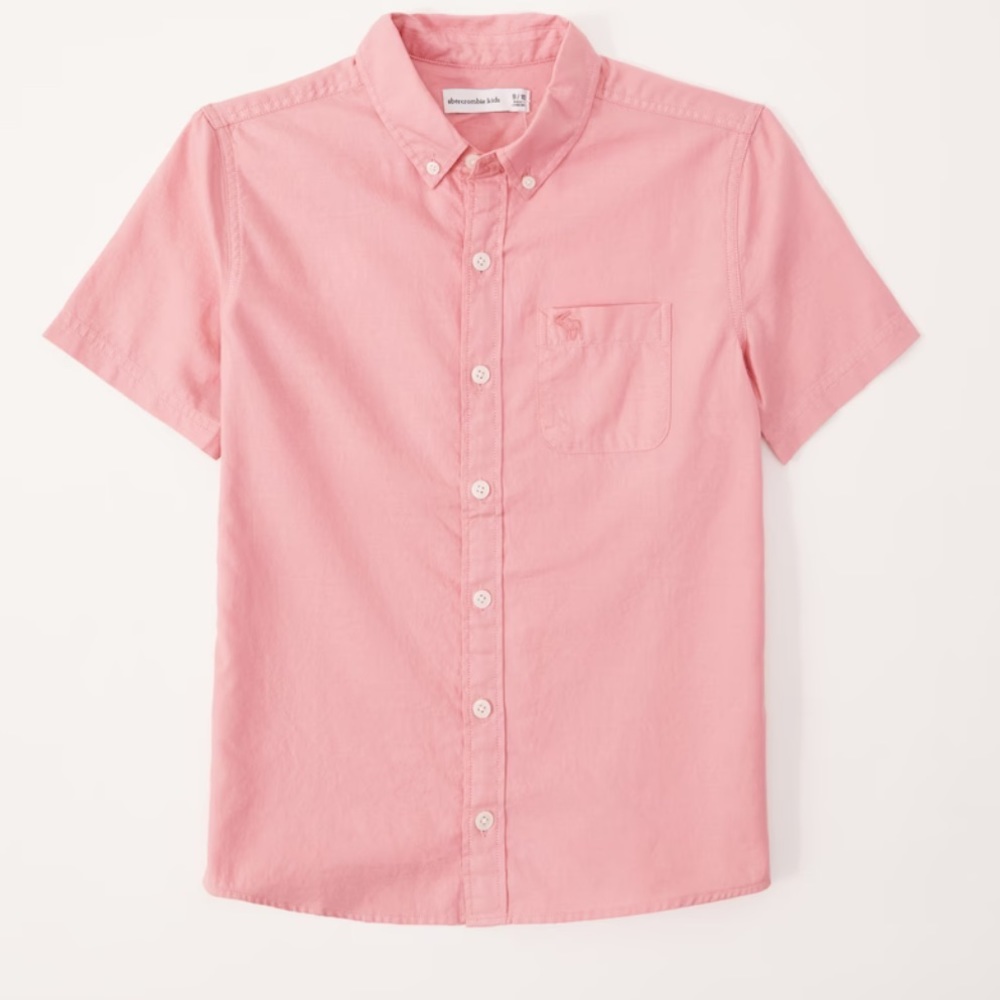 Abercrombie boys coral short sleeve button up
